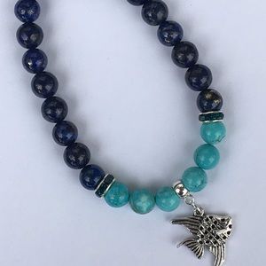 Blue Lapis Lazuli Turquoise Magnesite Angelfish Bracelet
